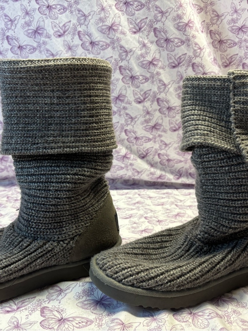 🌀UGG Classic Cardy Knit Gray Boots - Picture 3 of 6